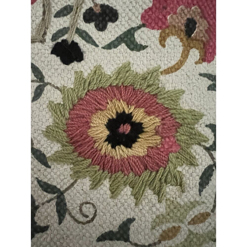 WORLD MARKET Kaza Floral Traditional Embroidered Cotton Handcrafted Area Rug 4x6 - Picture 5 of 11